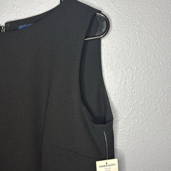NWT NEW Karen Scott Black Mid Knee Length Sleeveless Career Dress Size 10 - Picture 3 of 11